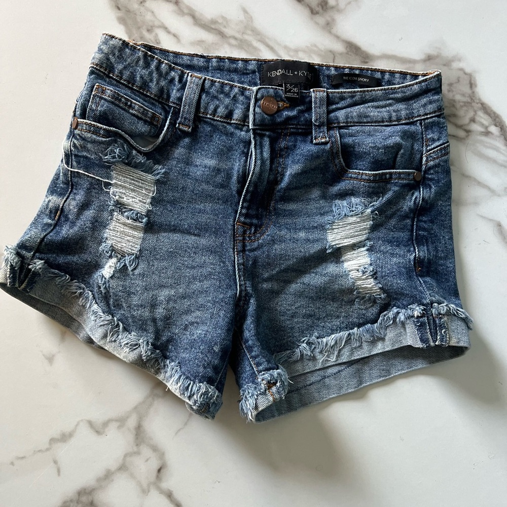 Kendall‎ & Kylie Distressed Blue Jean Shorts